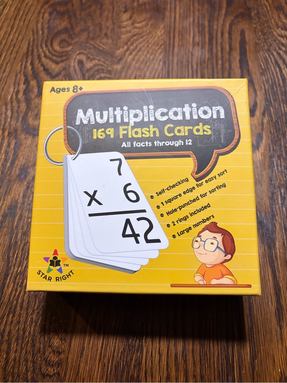 Star Right Multiplication Flash Cards Facts Through 12x12 Ring-Bound Cards 8&Up